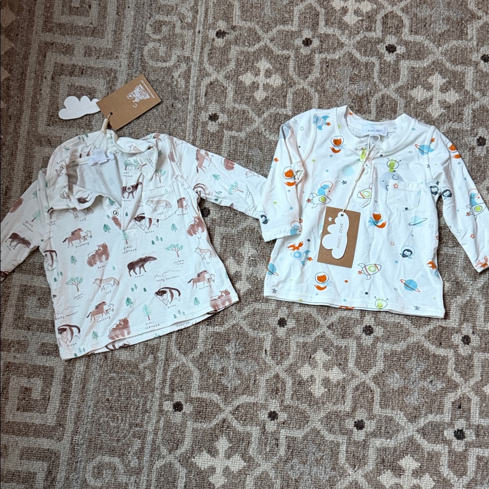 Angel Dear Kids Pajama Tops with Animal and Space Prints